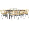 Image de vidaXL Ensemble de salle à manger de jardin 9 pièces verre polyrattan brun