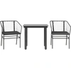 Image de vidaXL Ensemble de jardin 3 pièces avec coussins noir Poly rotin verre