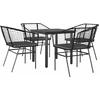 Image de vidaXL Ensemble de jardin 5 pièces avec coussins noir Poly rotin verre