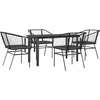 Image de vidaXL Ensemble de jardin 5 pièces avec coussins noir Poly rotin verre