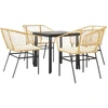 Image de vidaXL Ensemble de jardin 5 pièces avec coussins Marron Poly rotin Verre
