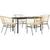 Image de vidaXL Ensemble de jardin 5 pièces avec coussins Marron Poly rotin Verre