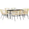 Image de vidaXL Ensemble de jardin 7 pièces avec coussins Marron Poly rotin Verre