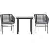Image de vidaXL Ensemble de jardin 3 pièces avec coussins noir Poly rotin verre