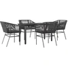 Image de vidaXL Ensemble de jardin 5 pièces avec coussins noir Poly rotin verre