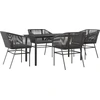Image de vidaXL Ensemble de jardin 5 pièces avec coussins noir Poly rotin verre