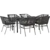 Image de vidaXL Ensemble de jardin 7 pièces avec coussins noir Poly rotin verre