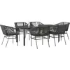 Image de vidaXL Ensemble de jardin 7 pièces avec coussins noir Poly rotin verre