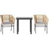 Image de vidaXL Ensemble de jardin 3 pièces avec coussins Marron Poly rotin Verre