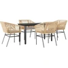 Image de vidaXL Ensemble de jardin 5 pièces avec coussins Marron Poly rotin Verre
