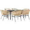 Image de vidaXL Ensemble de jardin 7 pièces avec coussins Marron Poly rotin Verre