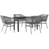 Image de vidaXL Ensemble de jardin 5 pièces avec coussins Gris Poly rotin Verre