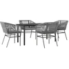 Image de vidaXL Ensemble de jardin 5 pièces avec coussins Gris Poly rotin Verre