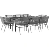 Image de vidaXL Salon de jardin 9 pièces avec coussins Gris Poly rotin Verre