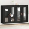 Image de vidaXL Armoires murales, lot de 2, noir, aspect chêne, 69,5 x 34 x 90 cm