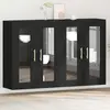 Image de vidaXL Armoires murales, lot de 2, noir, aspect chêne, 69,5 x 34 x 90 cm