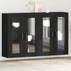 Image de vidaXL Armoires murales, lot de 2, noir, aspect chêne, 69,5 x 34 x 90 cm