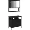 Image de vidaXL Ensemble de meubles de salle de bain avec étagère 2 pcs noir bois composite