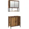 Image de vidaXL Ensemble de meubles de salle de bain avec étagère avec porte 2 pcs brun bois composite