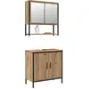Image de vidaXL Ensemble de meubles de salle de bain avec étagère avec porte 2 pcs brun bois composite