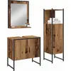 Image de vidaXL Ensemble de meubles de salle de bain avec étagère avec porte 3 pcs brun bois composite