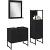 Image de vidaXL Ensemble de meubles de salle de bain avec étagère 3 pcs noir bois composite