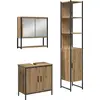 Image de vidaXL Ensemble de meubles de salle de bain avec étagère avec porte 3 pcs brun bois composite