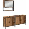 Image de vidaXL Ensemble de meubles de salle de bain avec étagère avec porte 3 pcs brun bois composite