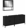 Image de vidaXL Ensemble de meubles de salle de bain avec étagère 3 pcs noir bois composite