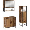 Image de Ensemble de meubles de salle de bain vidaXL, 3 pièces, marron, 33 x 33 x 113,5 cm