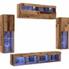 Image de vidaXL Ensemble d'armoires TV avec barres lumineuses LED 6 pcs Vieux bois Matériaux dérivés du bois