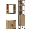 Image de vidaXL Meuble lavabo de salle de bain avec étagère 3 pcs brun bois composite