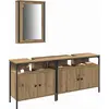 Image de vidaXL Ensemble de meubles de salle de bain avec meuble sous vasque, 3 pièces, marron, 80 x 30 x 60 cm