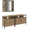 Image de vidaXL Meuble lavabo de salle de bain avec étagère 3 pcs brun bois composite