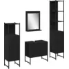 Image de vidaXL Ensemble de meubles de salle de bain avec étagère 4 pcs noir bois composite