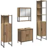 Image de vidaXL Ensemble de meubles de salle de bain avec étagère avec porte 4 pcs brun bois composite