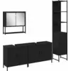 Image de vidaXL Ensemble de meubles de salle de bain avec étagère 4 pcs noir bois composite