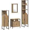 Image de Ensemble de meubles de salle de bain vidaXL, 4 pièces, finition chêne artisanal, dimensions : 33 x 33 x 185,5 cm