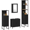 Image de vidaXL Ensemble de meubles de salle de bain avec étagère 4 pcs noir bois composite