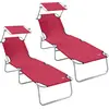 Image de vidaXL Transat 2 pièces Rouge 58 x 188 x 77 cm Polyester