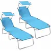 Image de vidaXL Transat 2 pièces Bleu clair 58 x 188 x 77 cm Polyester