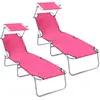 Image de vidaXL Transat 2 pièces Rose 58 x 188 x 77 cm Polyester