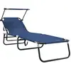 Image de vidaXL Chaise longue pliante bleue 190 x 57 x 81 cm Oxford