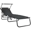 Image de vidaXL Chaise longue pliante noire 190 x 57 x 81 cm Oxford