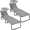 Image de vidaXL Transat pliable, lot de 2, gris, 190 x 57 x 81 cm, Oxford