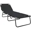 Image de vidaXL Chaise longue pliante noire 188 x 57 x 86,5 cm en polyester