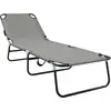Image de vidaXL Chaise longue pliante Gris 188 x 57 x 86,5 cm Polyester
