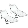 Image de vidaXL Bain de soleil pliable 2 pcs Crème 182 x 55 x 85,5 cm Textilène