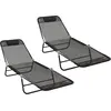 Image de vidaXL Chaise longue pliante, lot de 2, noir, 182 x 55 x 85,5 cm