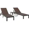 Image de vidaXL Chaise longue 2 places, 3 pièces, marron, polyrotin